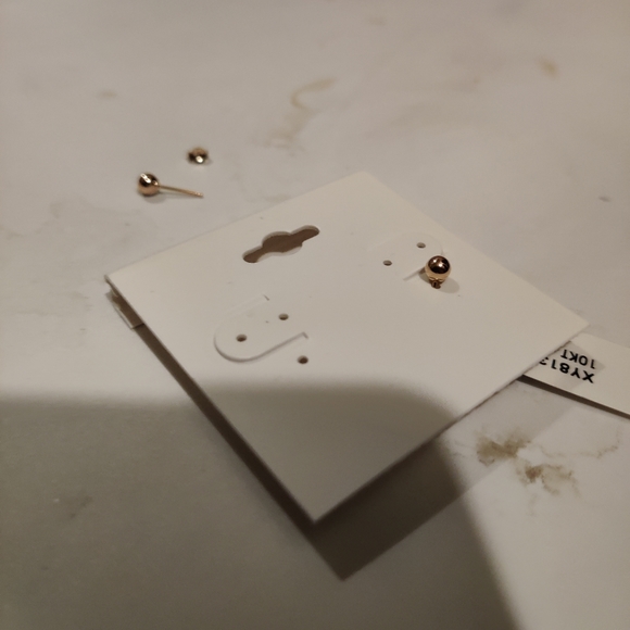 10K Yellow Gold Ball Stud Earrings - Picture 6 of 7